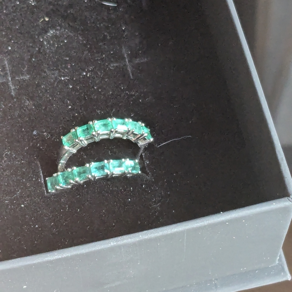 Natural Emeralds! 20 mm hoops 925 sterling silver